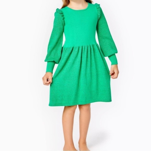 Lilly Pulitzer Caila Sweater Dress Botanical Green Metallic - Picture 1 of 8